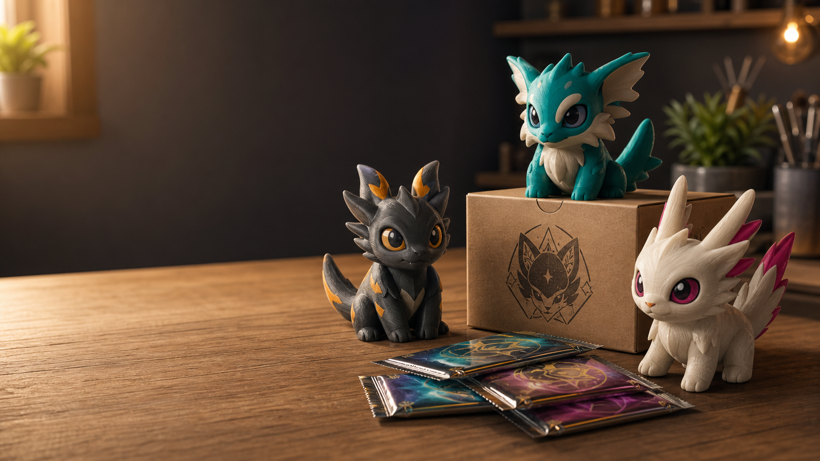 Collector Box Konzept mit 3D-gedruckten Originalfiguren